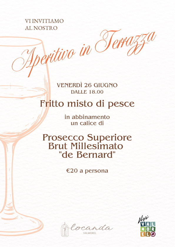 Aperitivo in terrazza presso il ristorante Locanda Valmorel